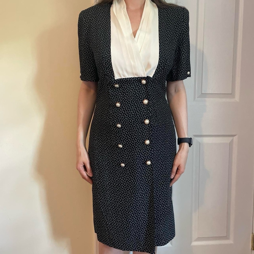 Vintage Lady Carol Polka Dot Dress 80s Secretary style